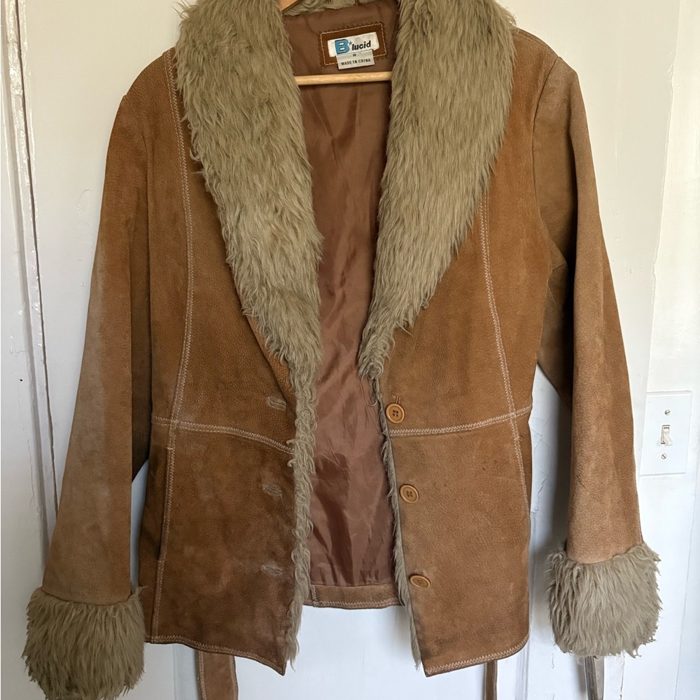 Vintage 70’s B Lucid Suede Jacket with Faux Fur Trim